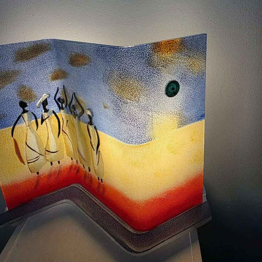 Fused Art Glass Dancers Lighted Accent Lamp